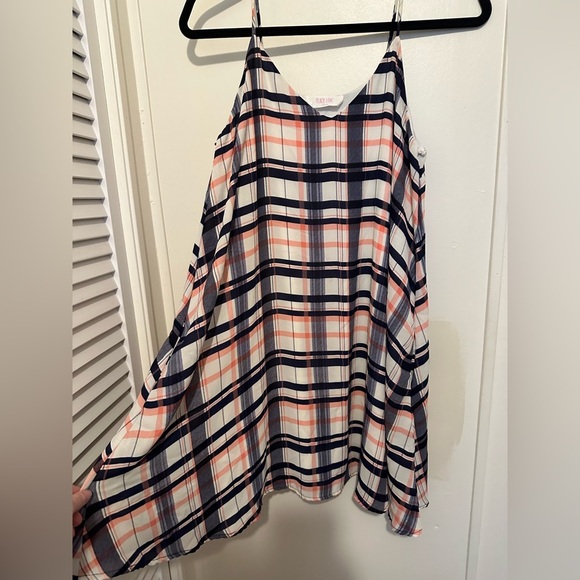 Peach Love California Pink and Blue Plaid Mini Swing Dress size small - Picture 2 of 7